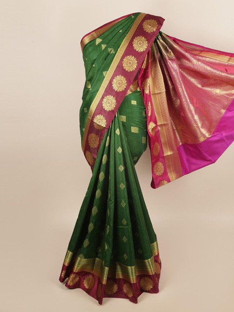

Pothys Green & Pink Woven Design Art Silk Saree