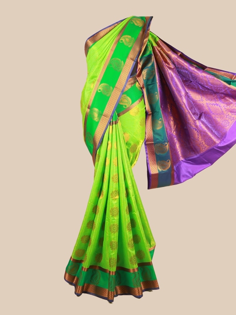 

Pothys Lime Green & Purple Ethnic Motifs Zari Art Silk Saree