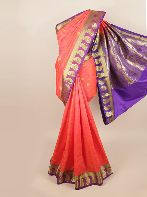 

Pothys Pink & Purple Woven Design Art Silk Saree