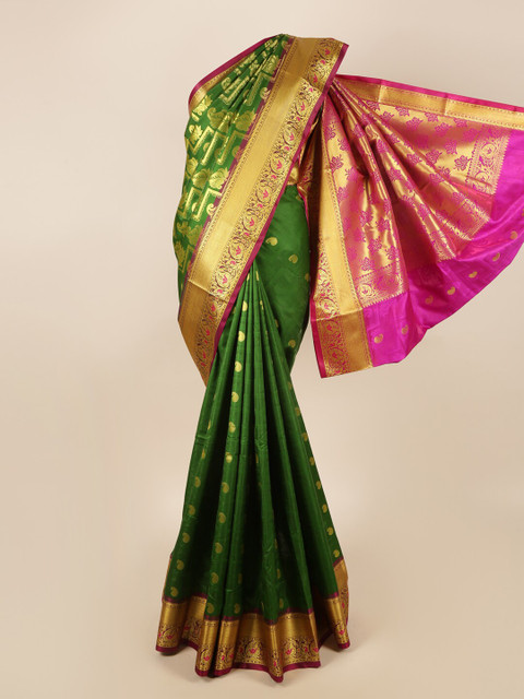 

Pothys Green & Fuchsia Ethnic Motifs Zari Art Silk Saree