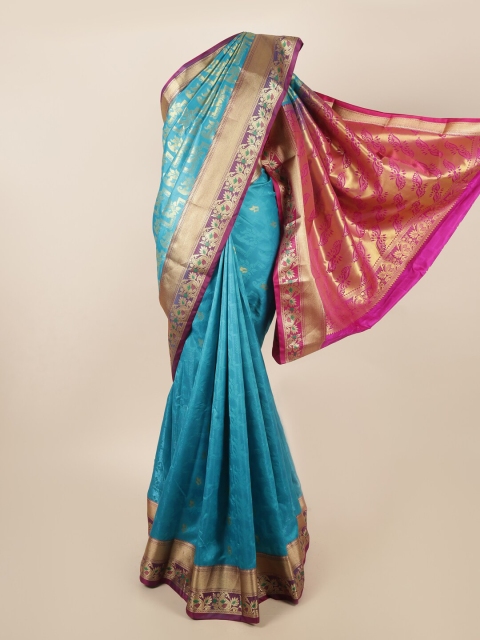 

Pothys Blue & Pink Woven Design Art Silk Saree