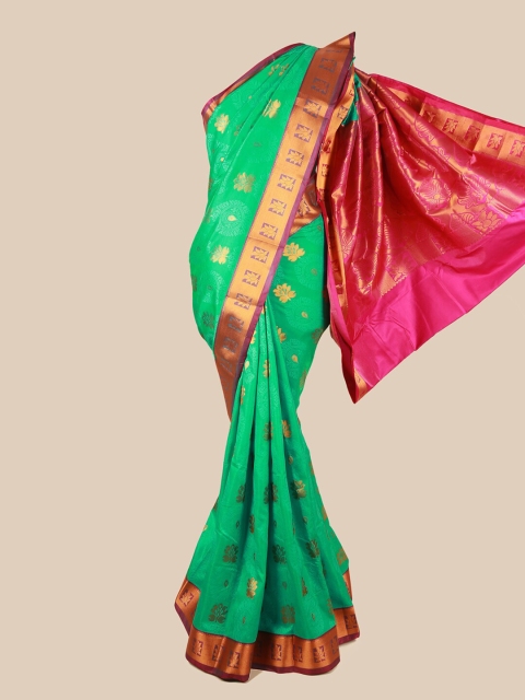 

Pothys Green & Fuchsia Ethnic Motifs Zari Art Silk Saree