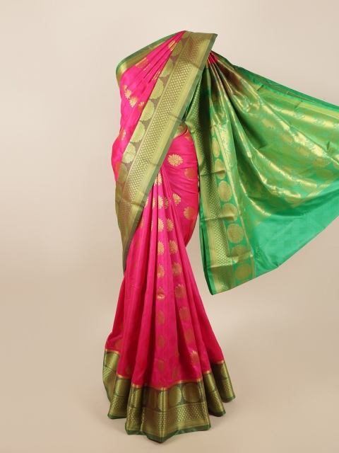 

Pothys Pink & Green Ethnic Motifs Art Silk Saree