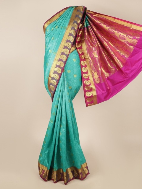 

Pothys Green & Fuchsia Ethnic Motifs Art Silk Saree