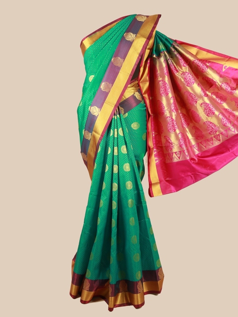 

Pothys Green & Fuchsia Ethnic Motifs Zari Art Silk Saree