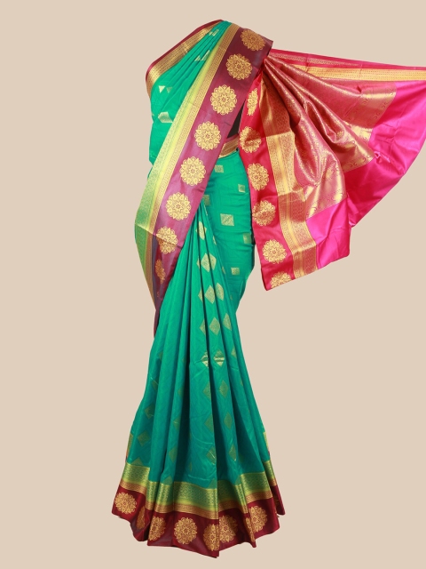 

Pothys Green & Fuchsia Ethnic Motifs Zari Art Silk Saree