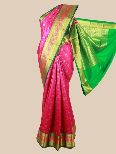 

Pothys Magenta & Green Ethnic Motifs Zari Art Silk Saree