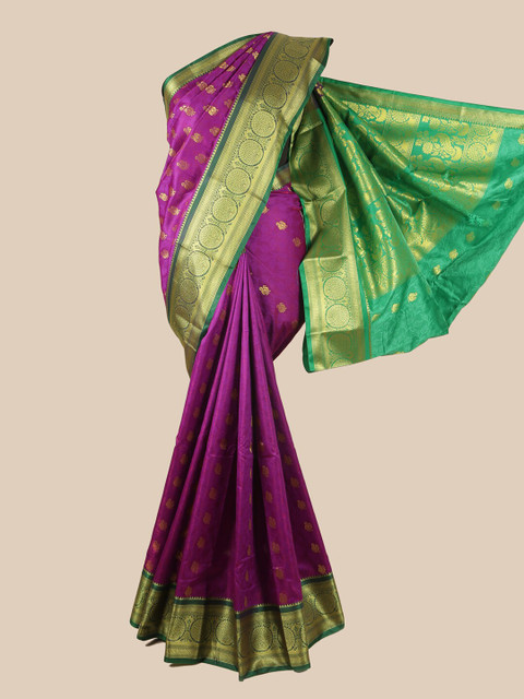 

Pothys Magenta & Green Woven Design Zari Art Silk Saree