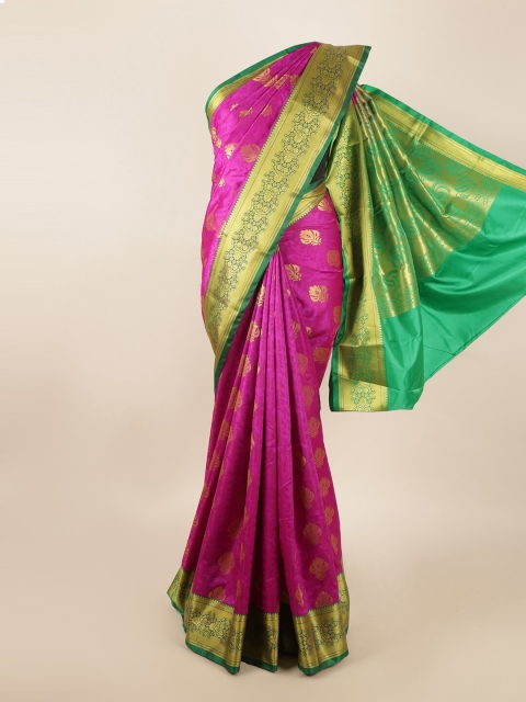 

Pothys Magenta & Green Ethnic Motifs Zari Art Silk Saree