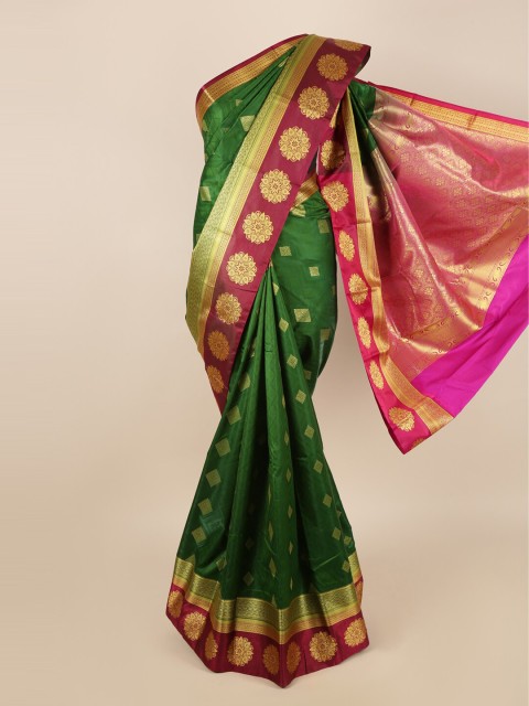 

Pothys Green & Fuchsia Ethnic Motifs Zari Art Silk Saree
