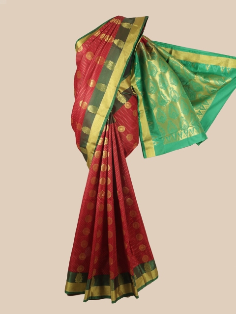 

Pothys Maroon & Green Floral Zari Art Silk Saree