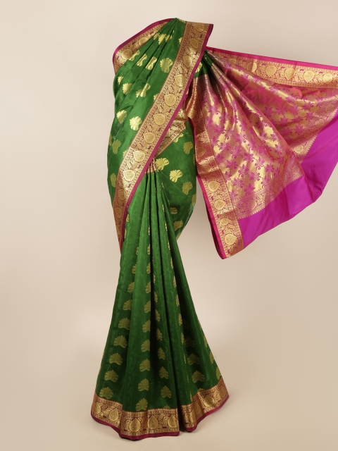 

Pothys Green & Pink Ethnic Motifs Art Silk Saree