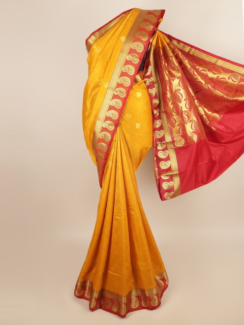 

Pothys Mustard & Red Woven Design Art Silk Saree