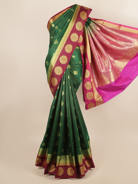 

Pothys Green & Fuchsia Ethnic Motifs Zari Art Silk Saree