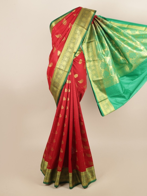 

Pothys Red & Green Floral Zari Art Silk Saree