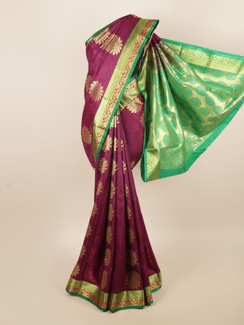 

Pothys Purple & Green Ethnic Motifs Zari Art Silk Saree