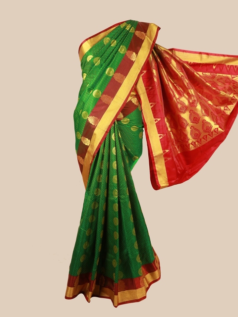 

Pothys Green & Gold Woven Design Art Silk Saree