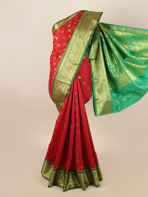 

Pothys Red & Green Ethnic Motifs Art Silk Saree