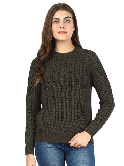 

NoBarr Women Green Acrylic Pullover