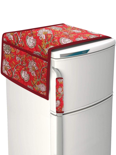 

Rajasthan Dcor Red & Yellow Floral Print Cotton Quilted Fridge Cover