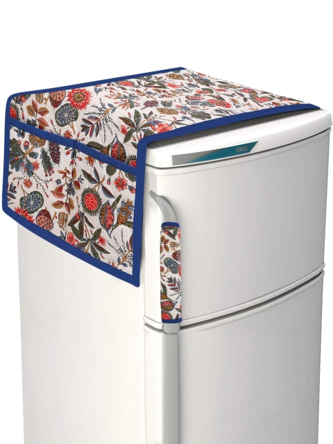 

Rajasthan Decor Blue & Red Floral Print Quilted Fridge Cover