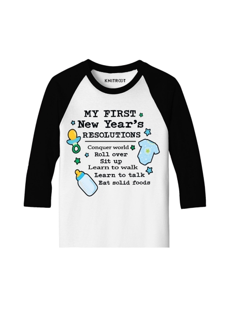 

KNITROOT Unisex Kids White Typography Printed Sublimation T-shirt