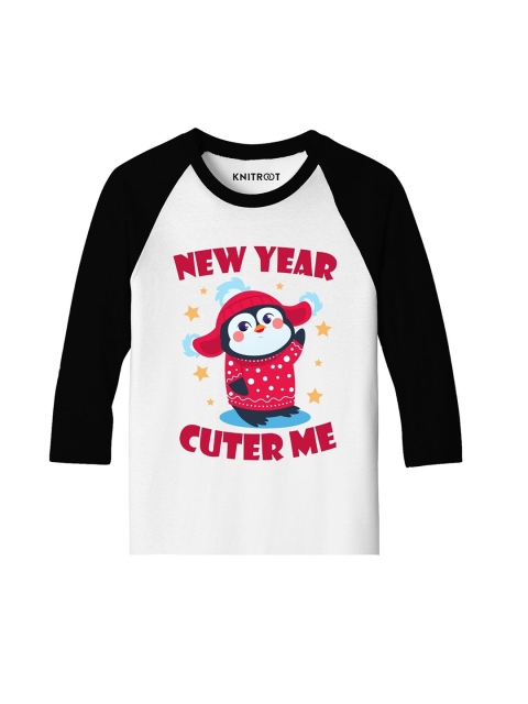 

KNITROOT Unisex Kids White Printed Sublimation T-shirt