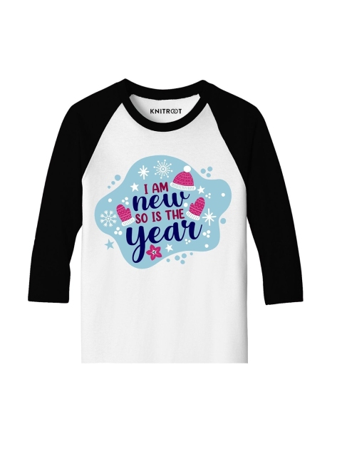 

KNITROOT Unisex Kids White Typography Printed Sublimation T-shirt