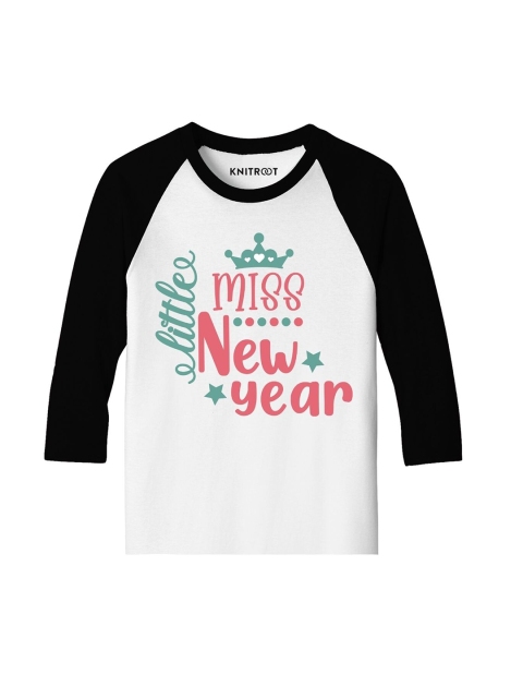 

KNITROOT Unisex Kids White Typography Printed Sublimation T-shirt