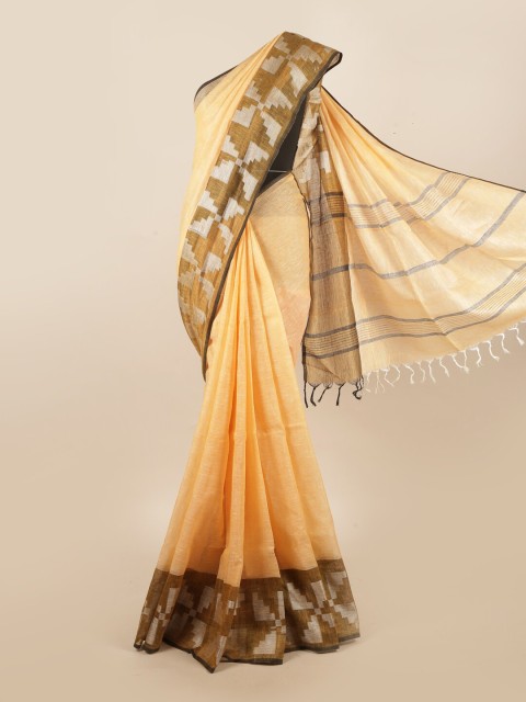 

Pothys Beige & Brown Pure Linen Saree