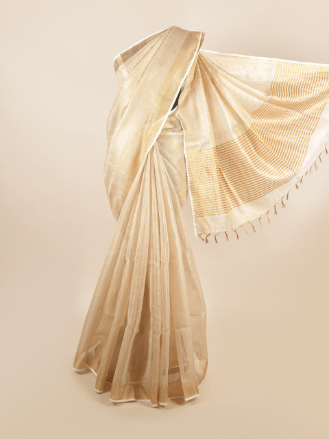 

Pothys Cream-Coloured Solid Pure Linen Saree