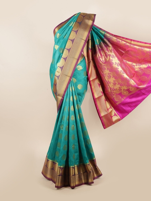 

Pothys Blue & Fuchsia Ethnic Motifs Zari Art Silk Saree
