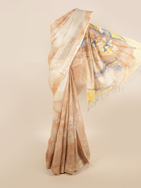 

Pothys Brown & Grey Pure Linen Saree