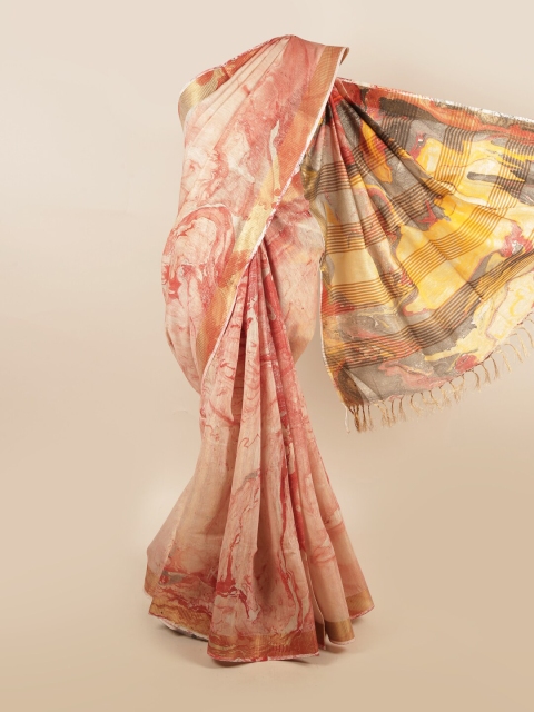 

Pothys Multicoloured Zari Pure Linen Saree, Multi