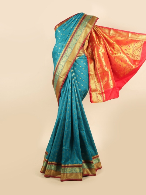 

Pothys Blue & Red Woven Design Art Silk Saree