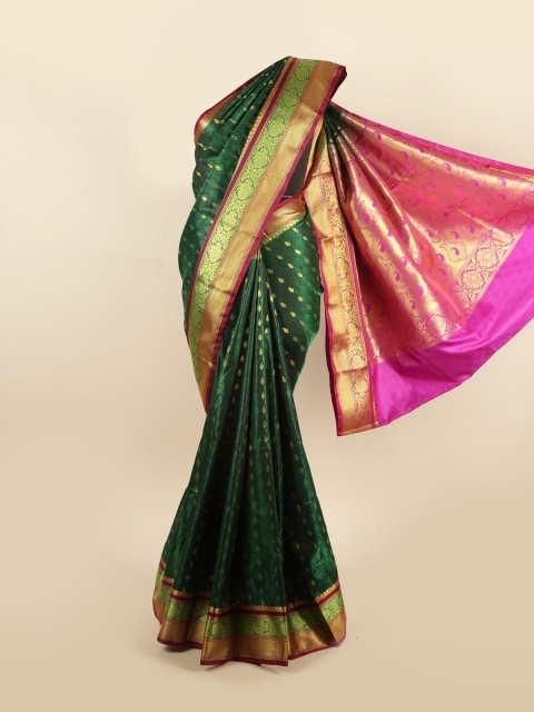 

Pothys Green & Fuchsia Ethnic Motifs Zari Art Silk Saree
