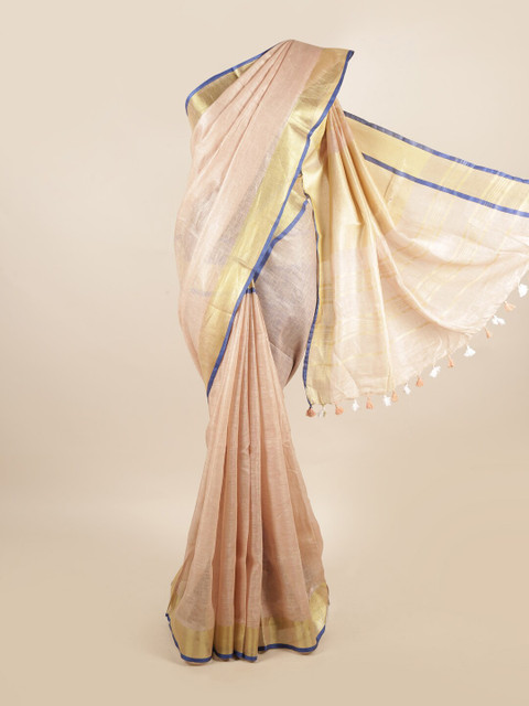 

Pothys Peach-Coloured Woven Design Pure Linen Saree