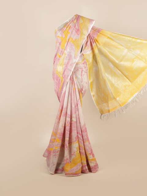 

Pothys Pink & Yellow Pure Linen Saree