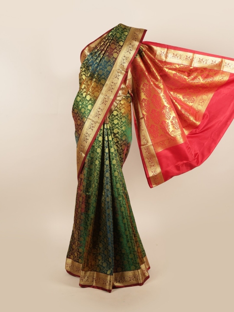 

Pothys Green & Red Floral Zari Art Silk Saree