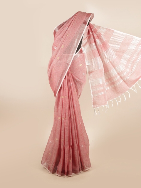 

Pothys Peach-Coloured Woven Design Pure Linen Saree