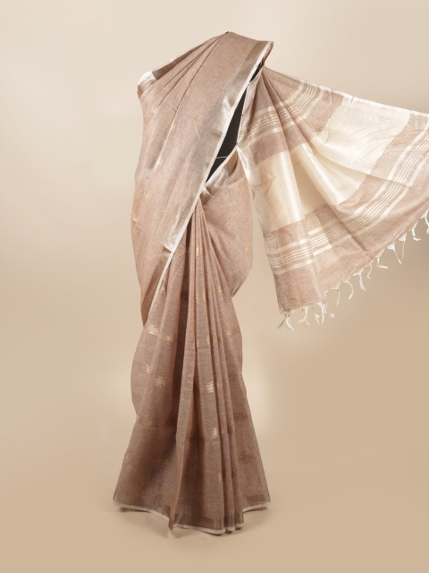 

Pothys Brown & Gold-Coloured Ethnic Motifs Zari Pure Linen Saree