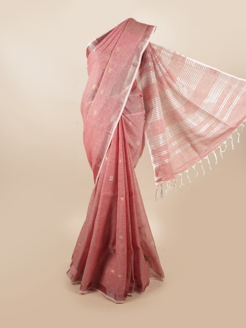 

Pothys Mauve & Silver Pure Linen Saree