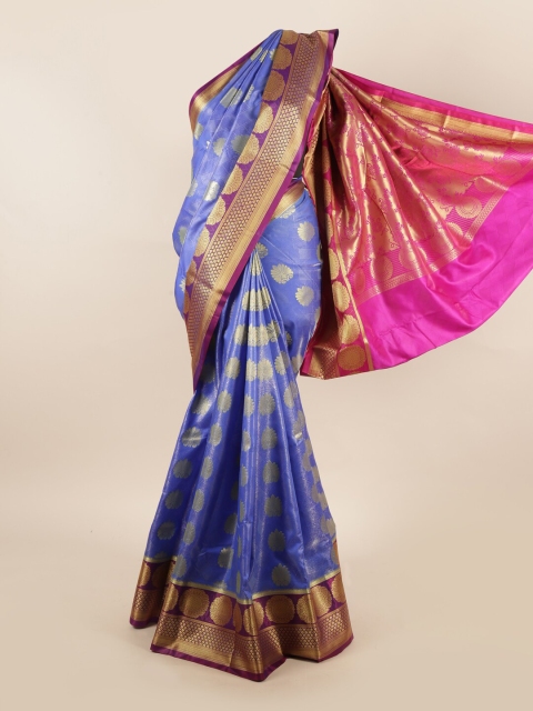 

Pothys Blue & Pink Ethnic Motifs Art Silk Saree