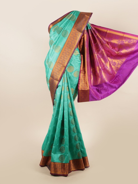 

Pothys Green & Purple Floral Art Silk Saree