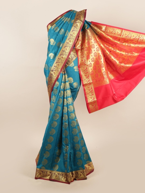 

Pothys Blue & Orange Ethnic Motifs Art Silk Saree