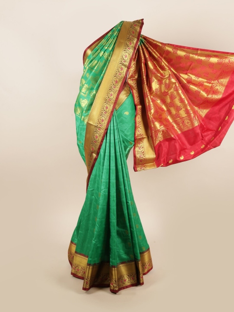 

Pothys Green & Pink Woven Design Art Silk Saree