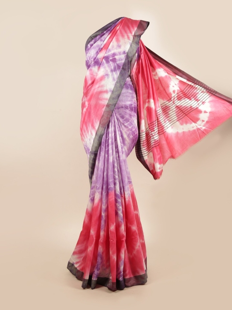 

Pothys Pink & Purple Tie and Dye Pure Linen Saree