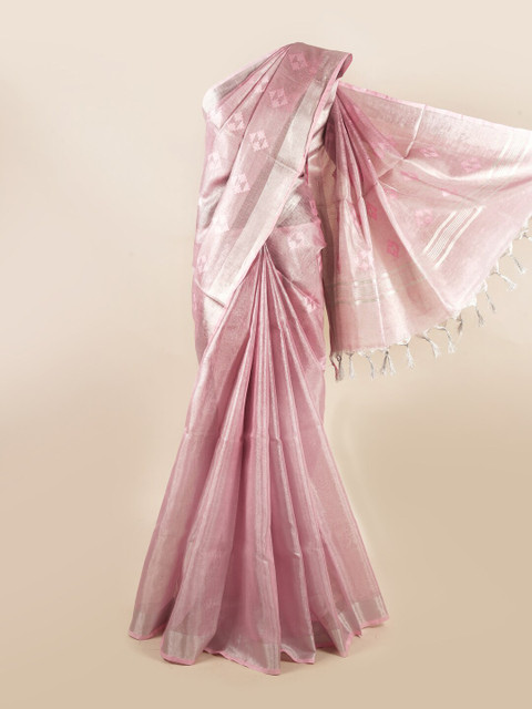 

Pothys Women Pink Printed Linen Saree