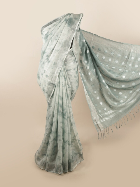 

Pothys Women Green Abstract Printed Pure Linen Saree