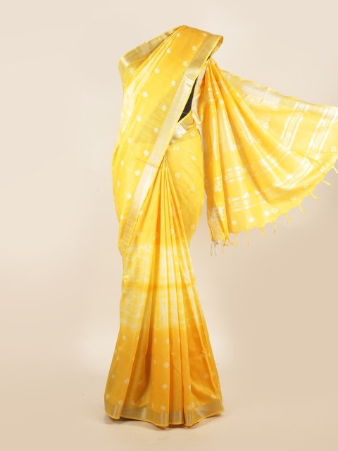 

Pothys Women Yellow Printed Linen Saree